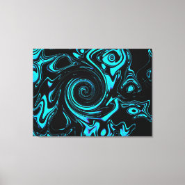 Impressão Em Tela Abstrato de espiral preto e turquesa