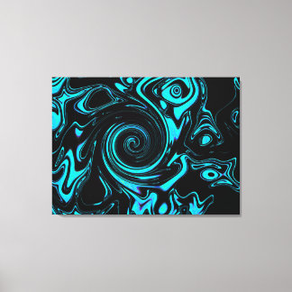 Impressão Em Tela Abstrato de espiral preto e turquesa