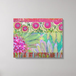 Impressão Em Tela Abstrato de Flores Rosa