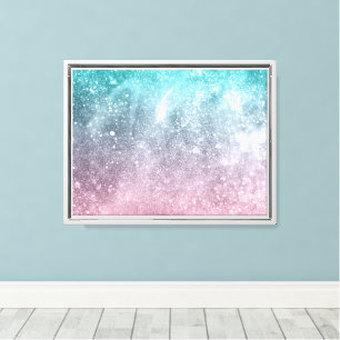 Impressão Em Tela Abstrato de galáxia azul-aqua-rosa-ombre