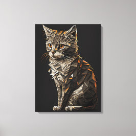 Impressão Em Tela Abstrato de Gato Whimsical