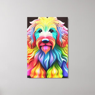 Impressão Em Tela "Abstrato de Goldendoodle Colorido, Design vibrant