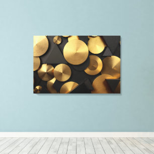 Impressão Em Tela Abstrato de luxo geométrico de ouro