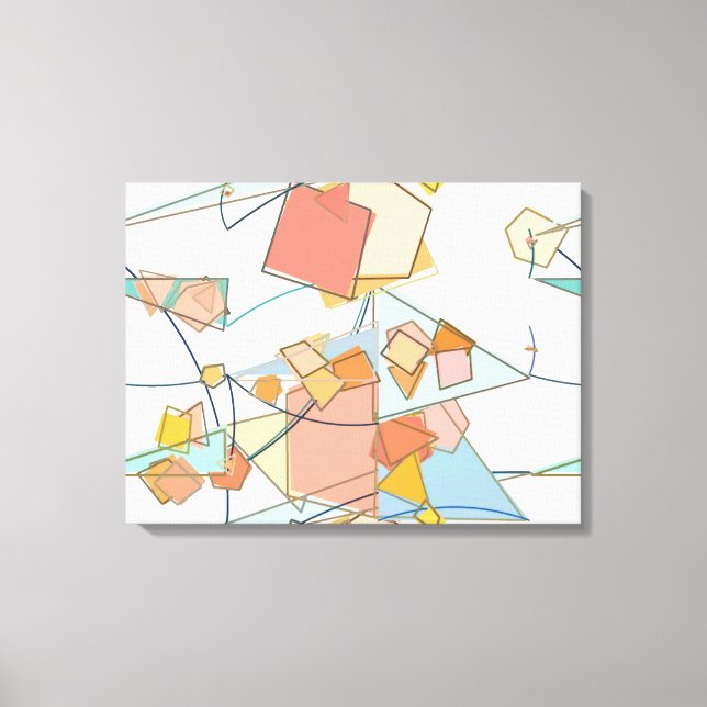Impressão Em Tela Abstrato de melão, rosa e aqua (Frente)