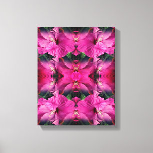 Impressão Em Tela Abstrato de Multiplicação da Flor de Hibisco Rosa
