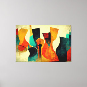 Impressão Em Tela Abstrato de Música Jazz