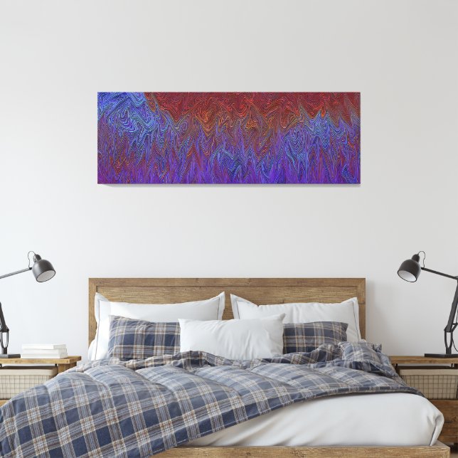 Impressão Em Tela abstrato de "Neural Firestorm" - Azul Vermelho (Insitu(Quarto))