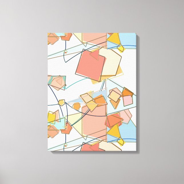 Impressão Em Tela Abstrato de pêssego, rosa e aqua (Frente)