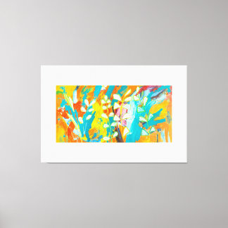 Impressão Em Tela Abstrato de pintura em acrílico floral multicolor