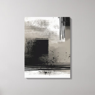 Impressão Em Tela Abstrato de pintura neutra bege e preto