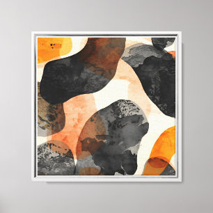 Impressão Em Tela Abstrato de preto e laranja moderno