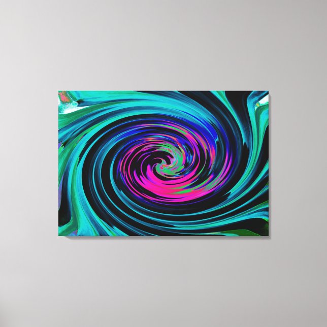 Impressão Em Tela Abstrato de preto e turquesa Dramático (Frente)