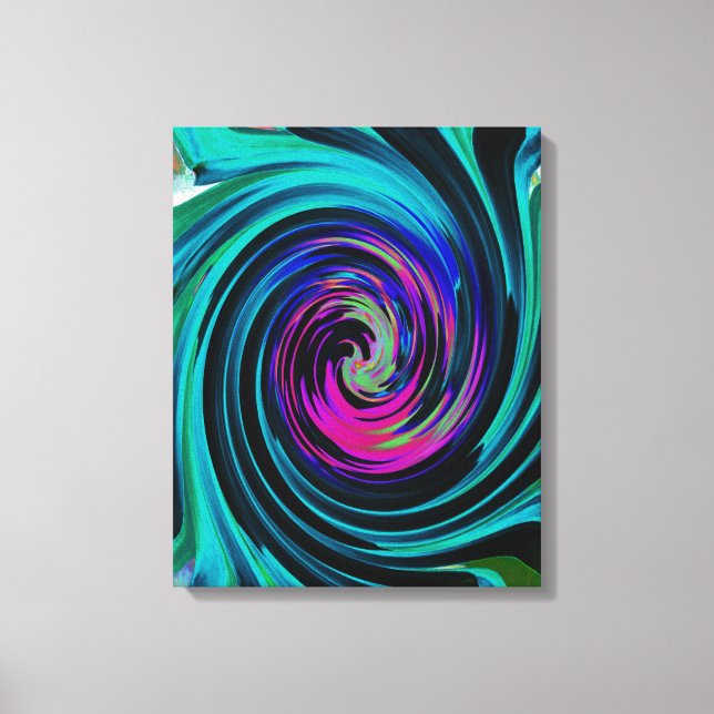 Impressão Em Tela Abstrato de preto e turquesa Dramático (Frente)