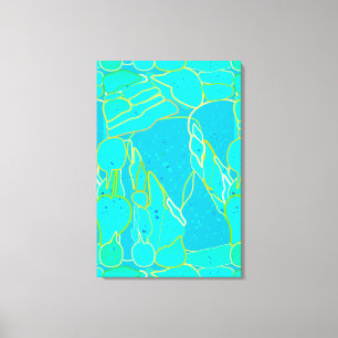 Impressão Em Tela abstrato de "Sea Grotto" - turquesa, azul, ouro
