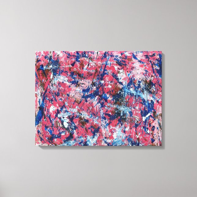 Impressão Em Tela Abstrato de Splatter Rosa (Frente)