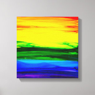 Impressão Em Tela Abstrato de Tinta Álcool do Arco-Íris