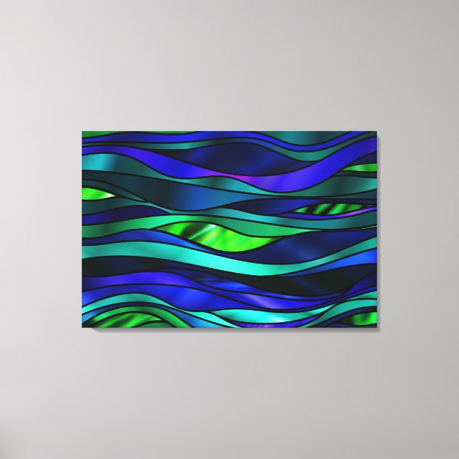 Impressão Em Tela Abstrato de vidro de cor azul (Frente)
