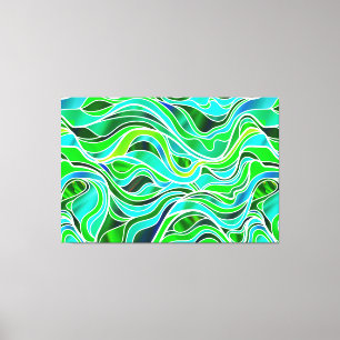 Impressão Em Tela Abstrato de Vidro Orgânico Verde Azul