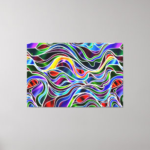 Impressão Em Tela Abstrato de Vidro Psicodélico