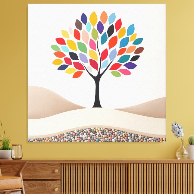 Impressão Em Tela Abstrato Design de árvore colorida (Insitu(Sala de estar))