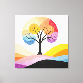 Impressão Em Tela Abstrato Design de árvore colorida