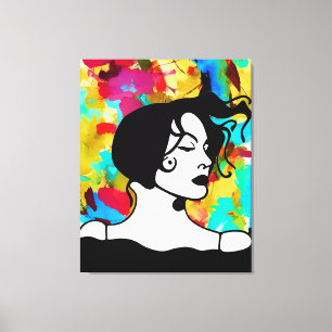 Impressão Em Tela Abstrato Digital Art Vibrant Lady of Colors