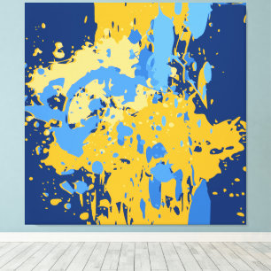 Impressão Em Tela Abstrato digital Blue & Yellow Paint Splatter