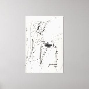 Impressão Em Tela Abstrato DJ Retrato Vintage Sketch - Premium