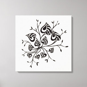 Impressão Em Tela Abstrato do estilo do tatuagem floral com folhas
