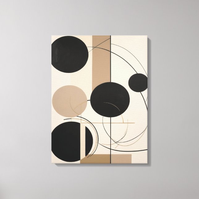 Impressão Em Tela Abstrato e Círculo da Arte Moderna em bege (Frente)