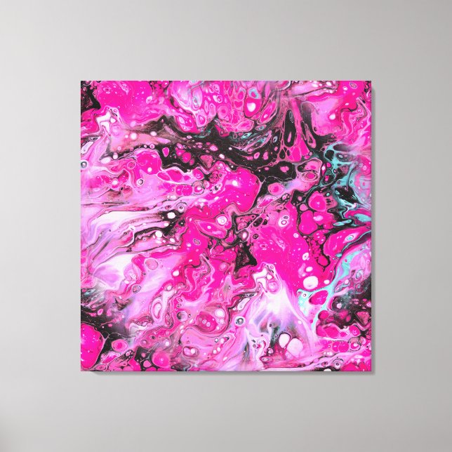 Impressão Em Tela Abstrato em rosa, preto e branco (Frente)