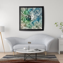 Impressão Em Tela Abstrato etéreo com Elemento Florestal em Fluxo