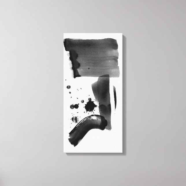 Impressão Em Tela Abstrato Expressionismo branco preto (Frente)