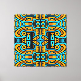 Impressão Em Tela Abstrato Figurativo - Laranja Azul Escuro