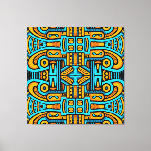 Impressão Em Tela Abstrato Figurativo - Laranja Azul Escuro