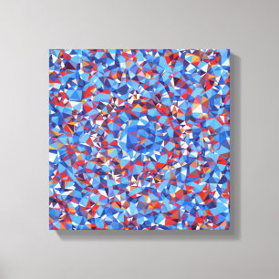 Impressão Em Tela Abstrato Fractal Vermelho Azul Moderno - Geométric