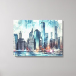 Impressão Em Tela Abstrato Futurista da Cidade de Nova York
