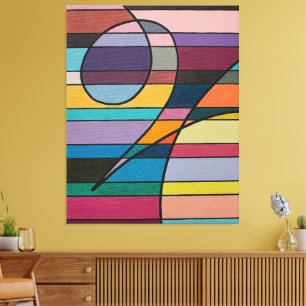 Impressão Em Tela Abstrato geométrico com faixas e curvas em negrito