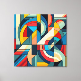 Impressão Em Tela Abstrato Geométrico - Composição da Grade de Cores