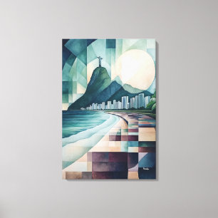 Impressão Em Tela Abstrato Geométrico Linha do Rio de Janeiro
