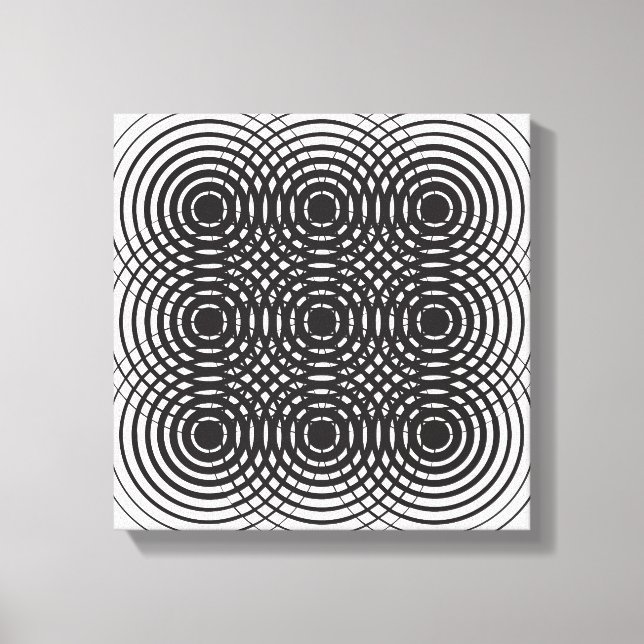 Impressão Em Tela abstrato geométrico preto e branco design (Frente)
