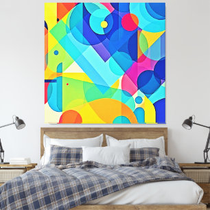 Impressão Em Tela Abstrato Geométrico Vibrante