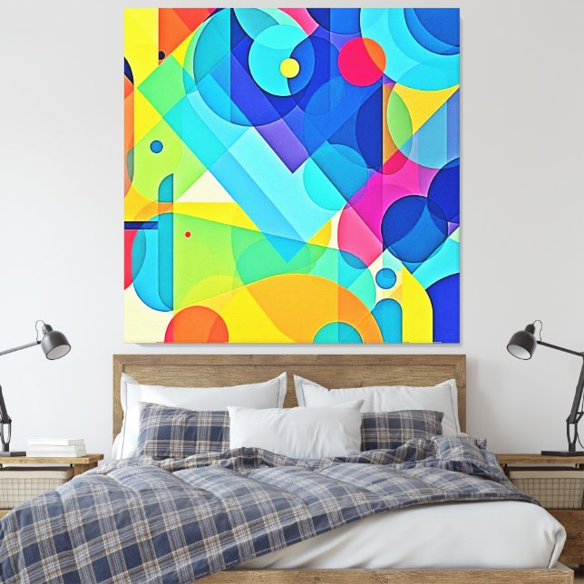 Impressão Em Tela Abstrato Geométrico Vibrante (Insitu(Quarto))