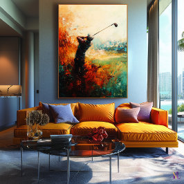 Impressão Em Tela Abstrato Golf Player Art