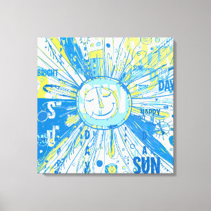 Impressão Em Tela Abstrato Happy Whimsical Sun Word Art