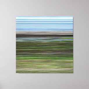 Impressão Em Tela Abstrato Horizontal Azul E Verde