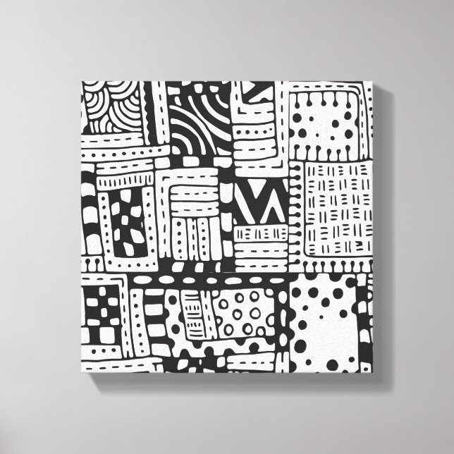 Impressão Em Tela Abstrato Indígena inspirada Figuras 6 (Frente)