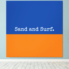 Impressão Em Tela Abstrato Minimalista de Seashore Laranja Azul Negr
