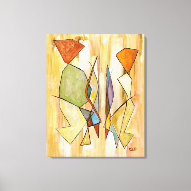 Impressão Em Tela Abstrato Modern Art Casal Trendy Chic Beigereen (Frente)
