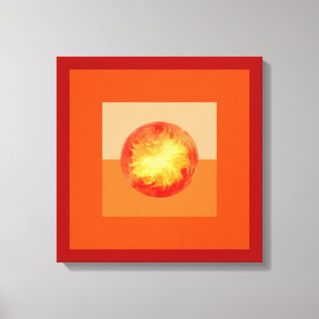 Impressão Em Tela Abstrato Moderna Arte Geométrica Fiery Sun (Frente)